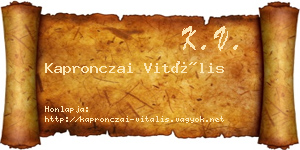 Kapronczai Vitális névjegykártya