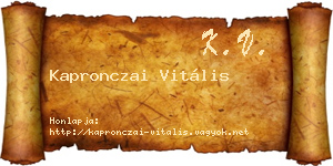 Kapronczai Vitális névjegykártya